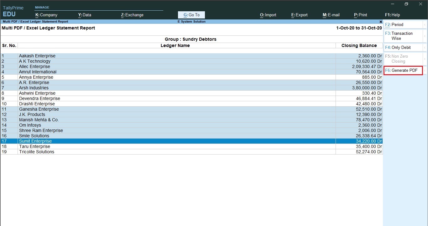 61 | Multiple PDF Generate for Ledger & Outstanding | Auto Pickup Last ...
