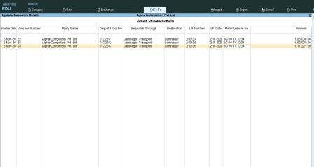 102 | Update Dispatch details After Invoicing