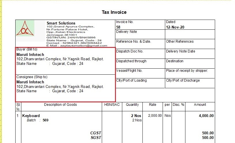 187 Print First Buyer Then Consignee For Invoice