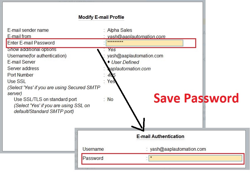 Save Password for E-Mail