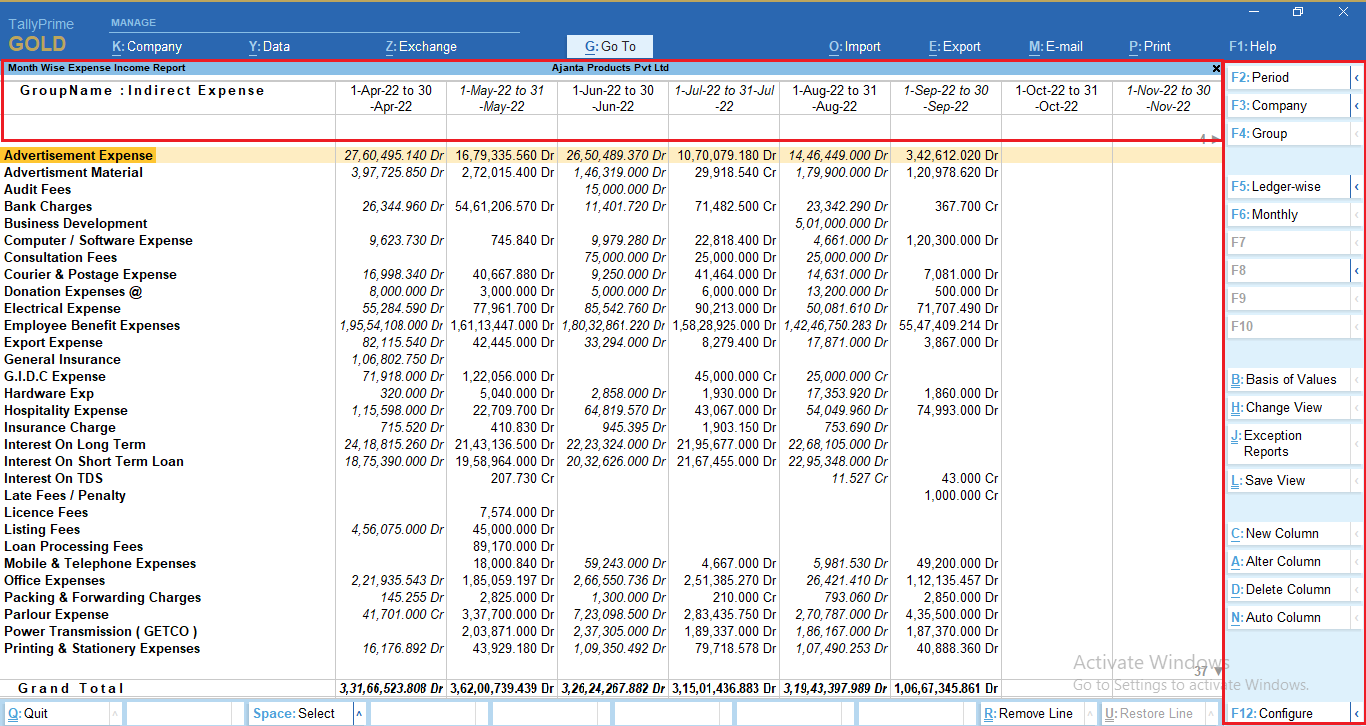 3 | Set Bank Details as Voucher Narration | Month Wise Expense Income ...