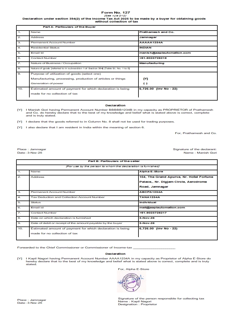 Form 127 Example Send Whatsapp PDF Document & Message from Tally | User Wise Cash Ledger ...